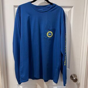 Vineyard Vines Classic Whale Logo Long Sleeve Pocket T-Shirt Blue Casual Cotton